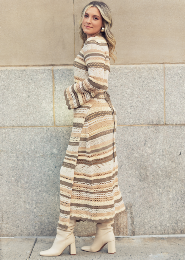 Knit Wrap Dress Striped / S Knit Wrap Dress Striped / S