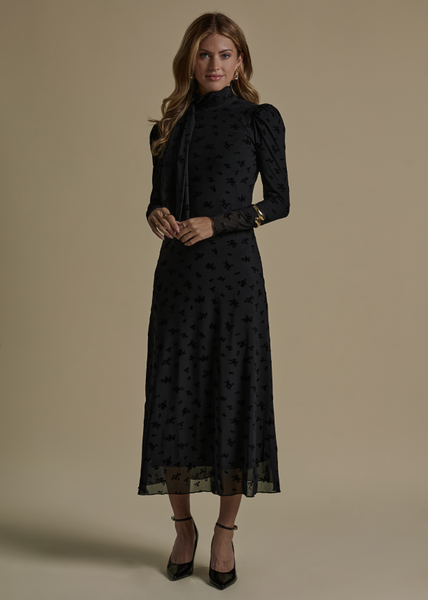 Flocked Mesh Dress – Avanel Couture