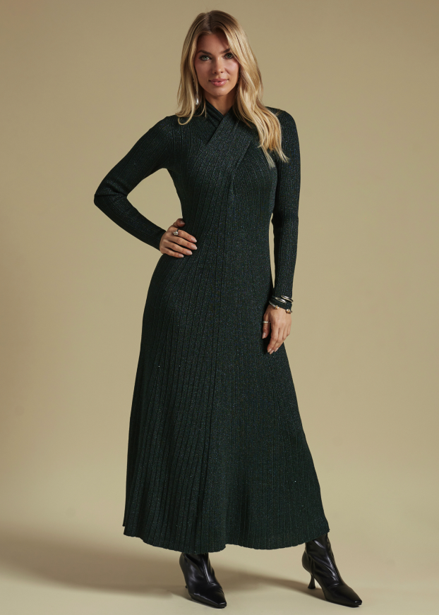 square neck dress puff sleeve knee length Womens Square Neck Silk Dress Puff Sleeves Silk Midi Dress main image 0