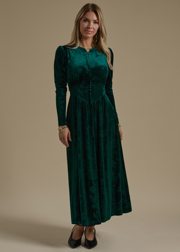 Tuxedo Velvet Dress Emerald Green / 2XS