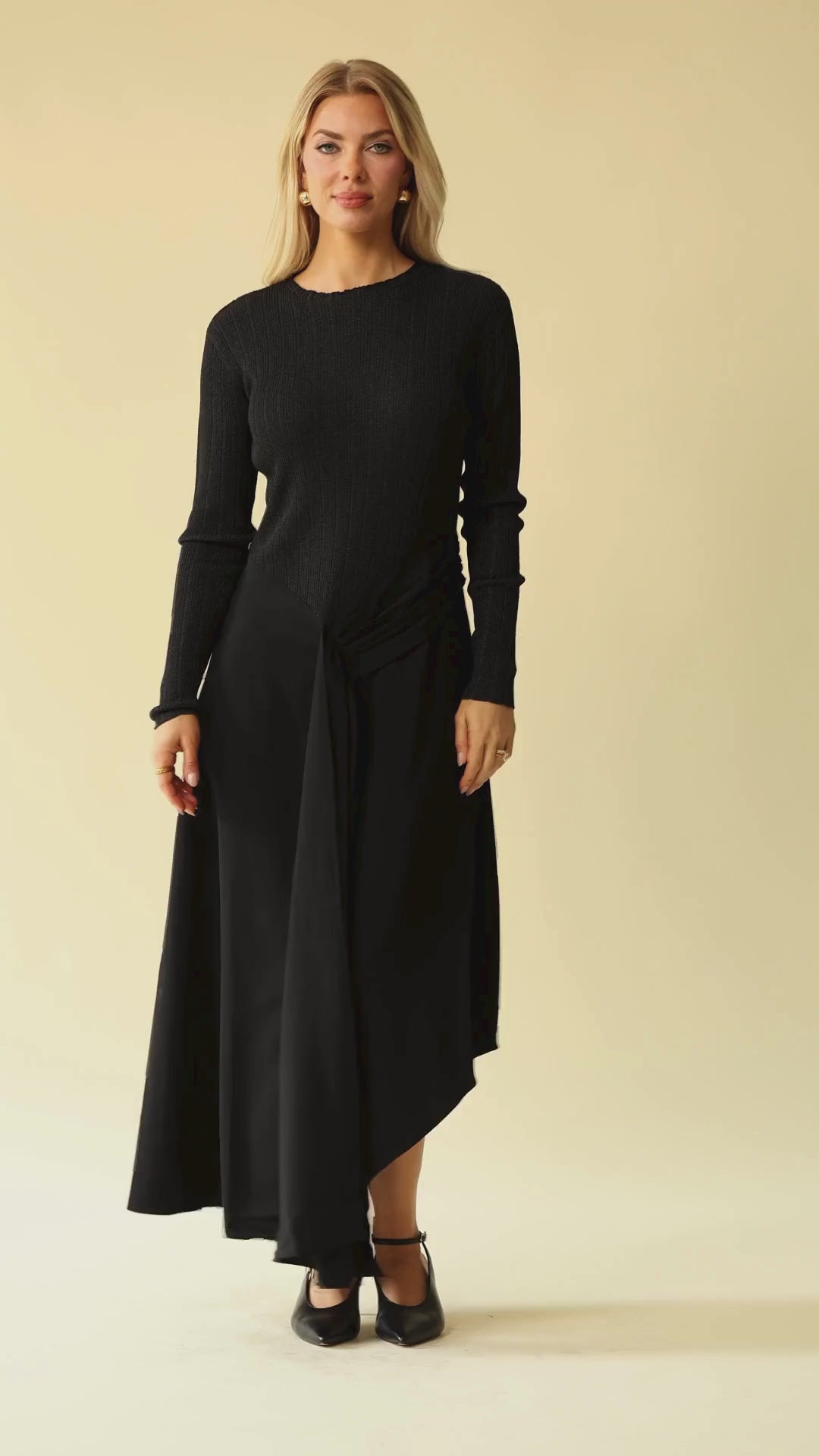 Asymmetrical Rib Knit Dress – Avanel Couture